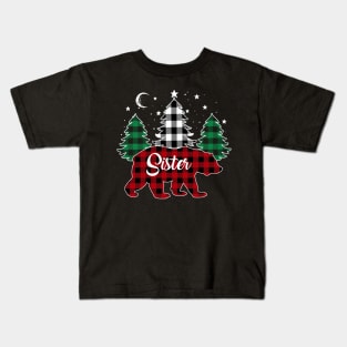 Sister Bear Buffalo Red Plaid Matching Family Christmas Kids T-Shirt